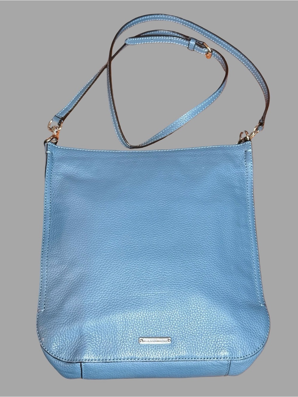 ✨ Rebecca Minkoff Cornflower Dusty Blue Pebbled Leather Crossbody Bag ✨